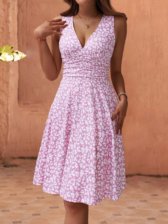 OURIN Women's Spring Deep V Neck Sleeveless Floral Sundresses with Pockets Flowy Summer Dresses for Women 2025 – Bild 5