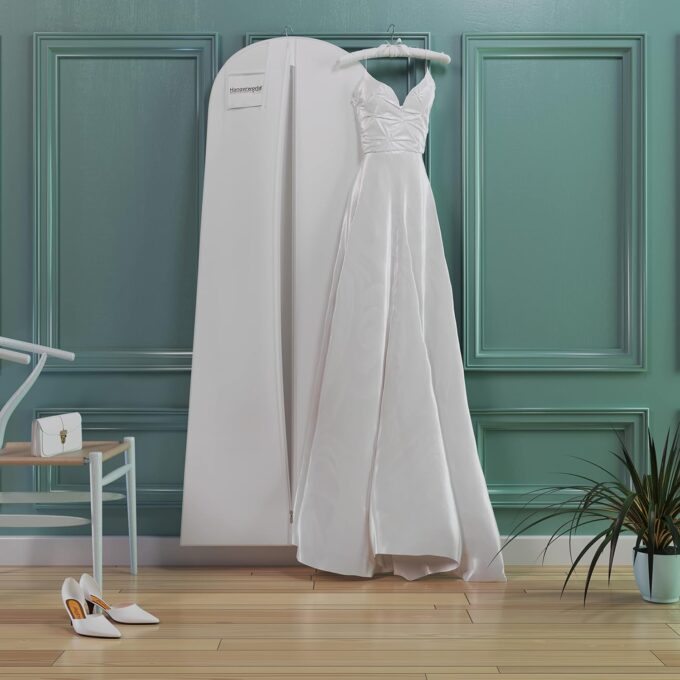 Atmungsaktiver Kleidersack für Hochzeitskleider - Weiß - 183 cm - Hangerworld – Bild 6