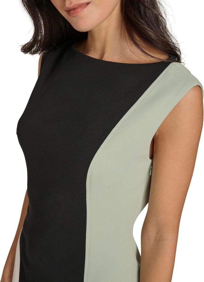 Calvin Klein Damen Scuba Crepe Color Block Cap Sleeve Sheath Dress Kleid – Bild 5