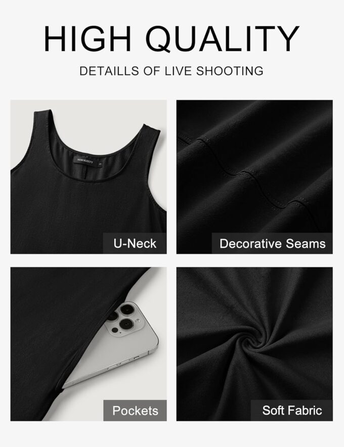 MEROKEETY Women's Casual Maxi Sundress 2025 Summer Beach Dress Scoop Neck Sleeveless Loose Tank Dress – Bild 5