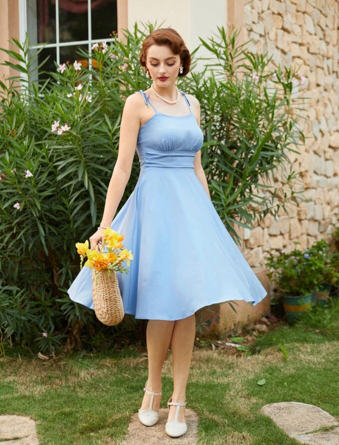 Belle Poque 2025 Summer Dresses for Women Spaghetti Strap Midi Sun Dress Cute Casual Dress with Pockets – Bild 2