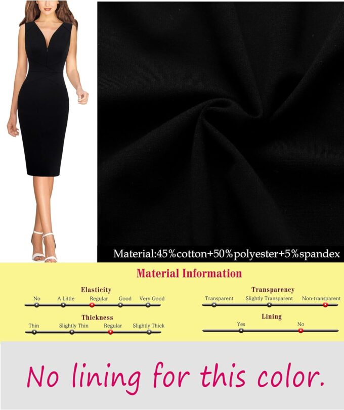 VFSHOW Elegantes Damenkleid mit Reißverschluss, figurbetont, für Arbeit, Büro, Büro – Bild 7