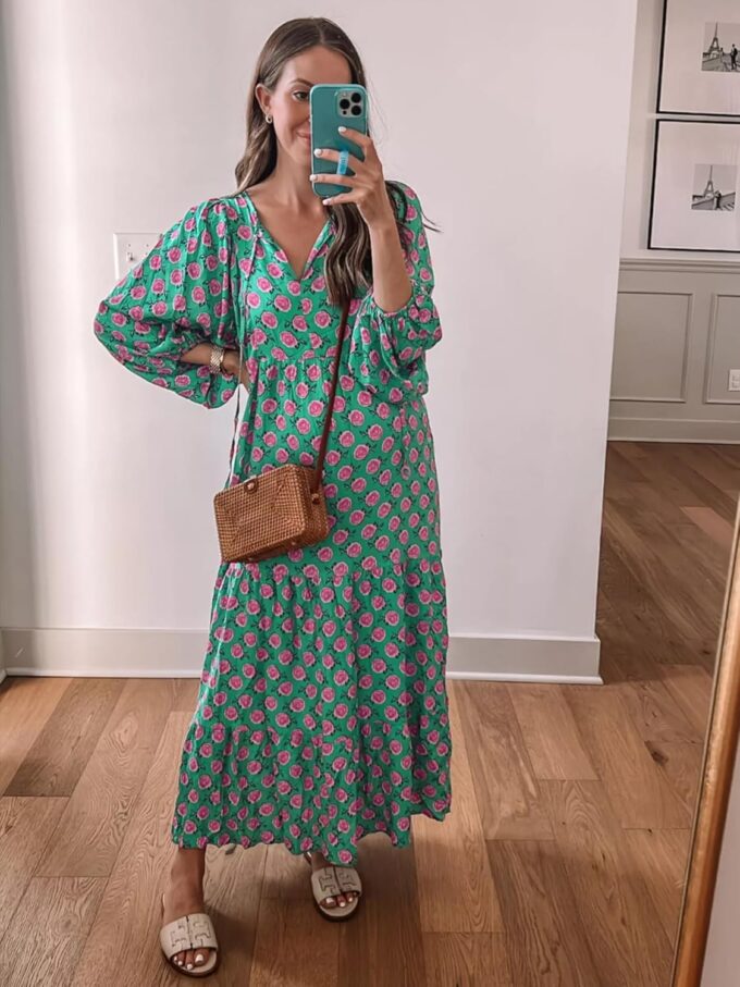 miduo Womens Loose Fit Casual Summer V Neck Half Sleeve Bohemian Geometric Pattern Maxi Long Dresses – Bild 5