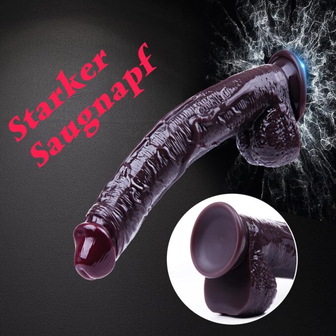 23 cm großer realistischer Silikondildo, schwarzer Dildo, Saugnapfdildo für Frauen, realistischer Naturdildo, schlanker Analdildo, XL großer G-Punkt-Penisdildo, tragbarer Dildo für erwachsene Frauen – Bild 3