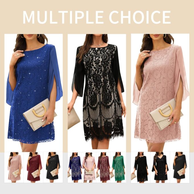 Wedding Guest Cocktail & Formal Dresses for Women - Lace Sequin Prom Evening Dress – Bild 3