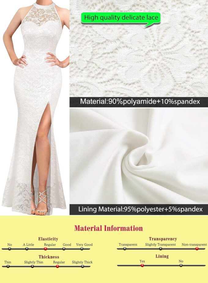 VFSHOW Womens Formal Sexy Halter High Slit Prom Wedding Guest Maxi Dress 2023 Illusion Sweetheart Neckline Evening Long Gown – Bild 7