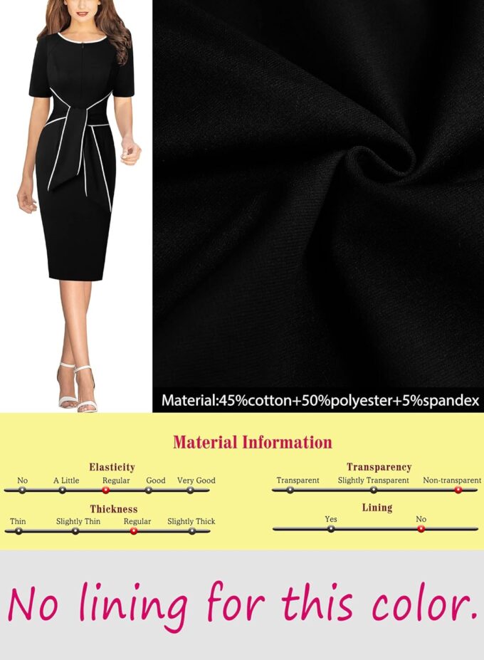 VFSHOW Damen-Bleistiftkleid mit Reißverschluss, für die Taille, schmal, für Arbeit, Büro, figurbetont, Bleistiftkleid – Bild 7