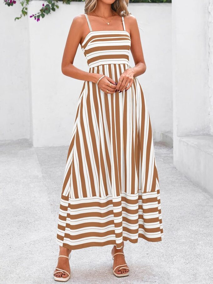 PRETTYGARDEN Summer Dresses for Women 2025 Beach Maxi Dress Spaghetti Strap Floral Boho A Line Wedding Guest Flowy Long Dress – Bild 4