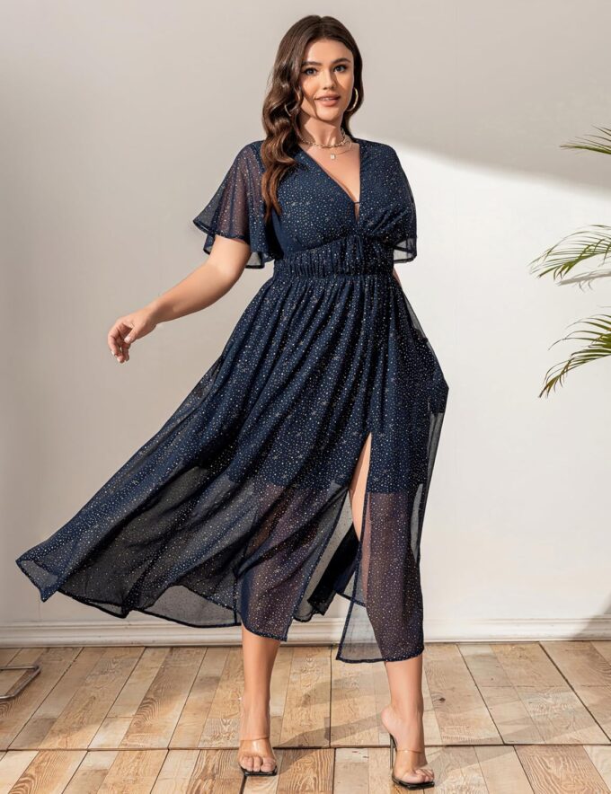 Cocktail Dresses for Women 2025 Elegant Classy Gold Star Print Summer Wedding Guest Dress Maxi with Pockets – Bild 7