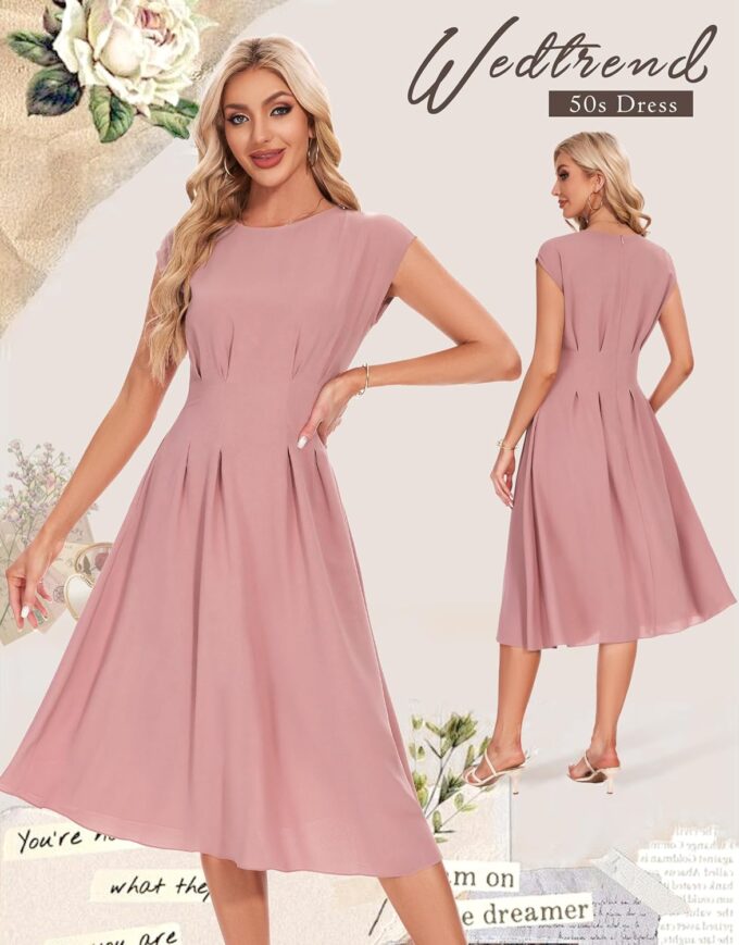 Wedtrend Women's 1940s Dresses with Pockets 50s Retro Dress Tea Length Cocktail Dress Vintage Swing Dresses – Bild 2