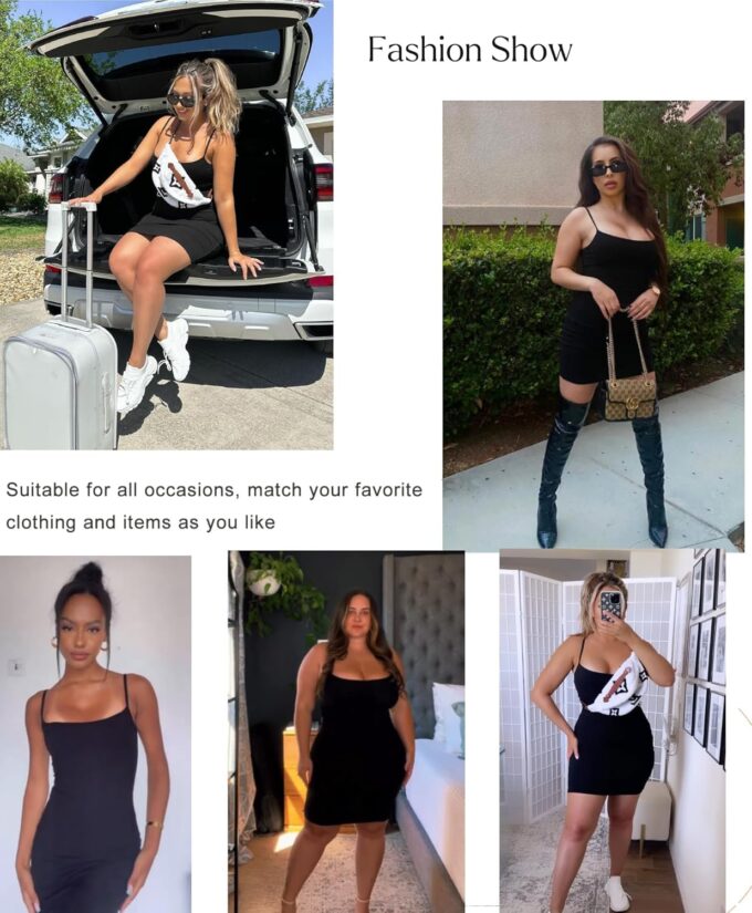 Popilush Summer Dresses for Women 2025 - Club Dress Cocktail Shapewear Mini Dress Spaghetti Straps Dinner Date Night Bodycon – Bild 2