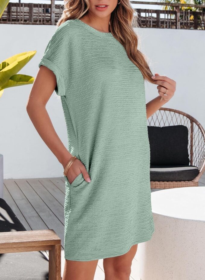 EVALESS Womens Summer Dresses Fashion 2025 Short Sleeve Spring Mini Dress Casual Beach Vacation Clothes Dresses – Bild 4
