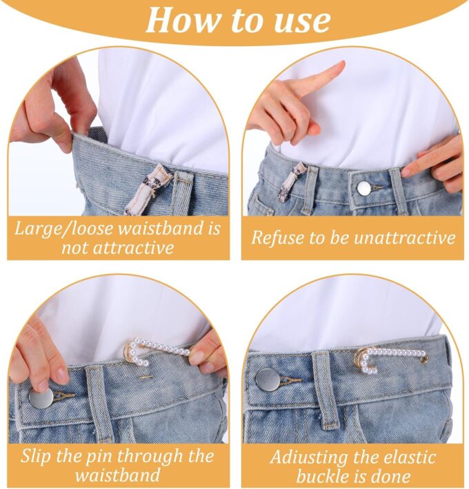 Nogeqi 4 Stück Broschennadeln Groß, Sicherheitsnadel Perlen, Schleppennadel Brautkleid, Sicherheitsnadeln Perlen Brosche Damen, Safety Pin Necklace Für Kleidung Mädchen Weihnachten – Bild 6