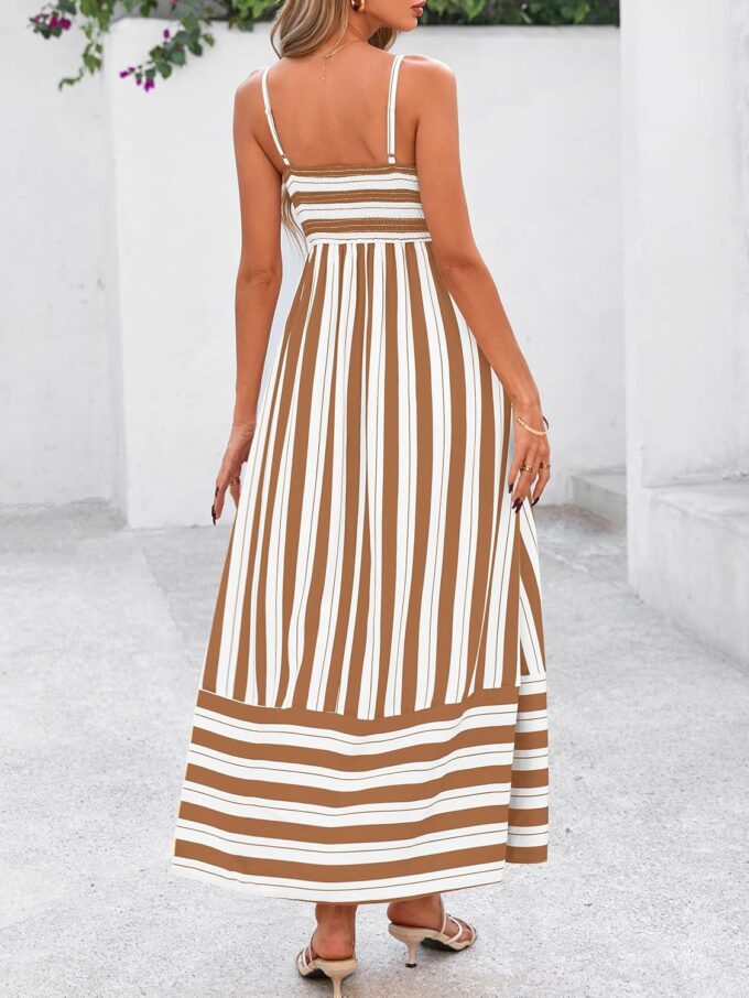 PRETTYGARDEN Summer Dresses for Women 2025 Beach Maxi Dress Spaghetti Strap Floral Boho A Line Wedding Guest Flowy Long Dress – Bild 5