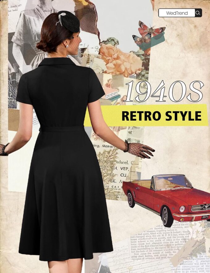 Wedtrend Women's Vintage Tea Dress, Short Sleeve Cocktail Party Dress Work Church Casual Dress – Bild 5