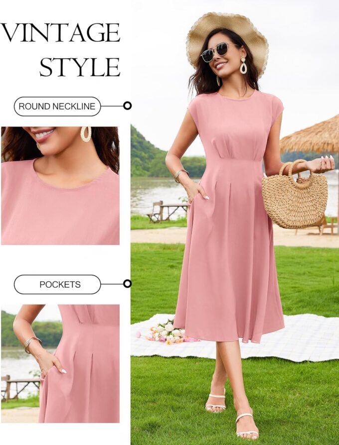 Wedtrend Women's 1940s Dresses with Pockets 50s Retro Dress Tea Length Cocktail Dress Vintage Swing Dresses – Bild 3