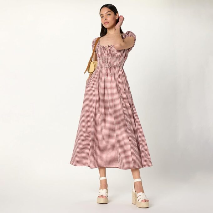 The Drop Women's Melody Cap Sleeve Tie Front Cotton Dress – Bild 4