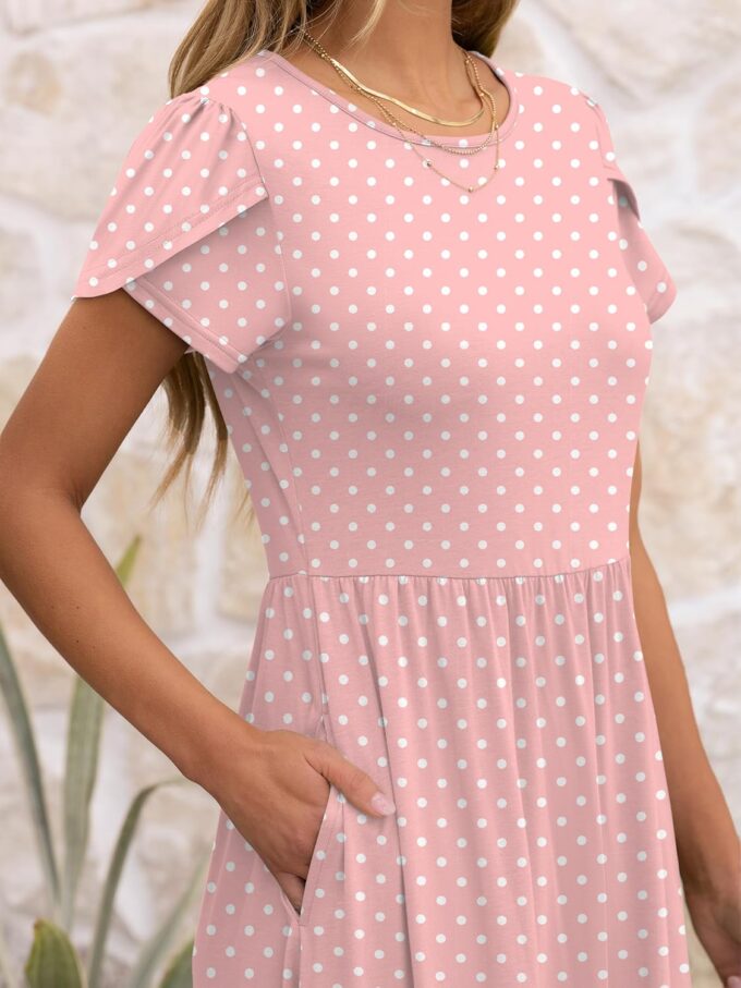 ANRABESS Women's Summer Short Sleeve A-Line Midi Dresses Casual Floral T-Shirt Dresses Flowy Beach Sundress with Pockets – Bild 4