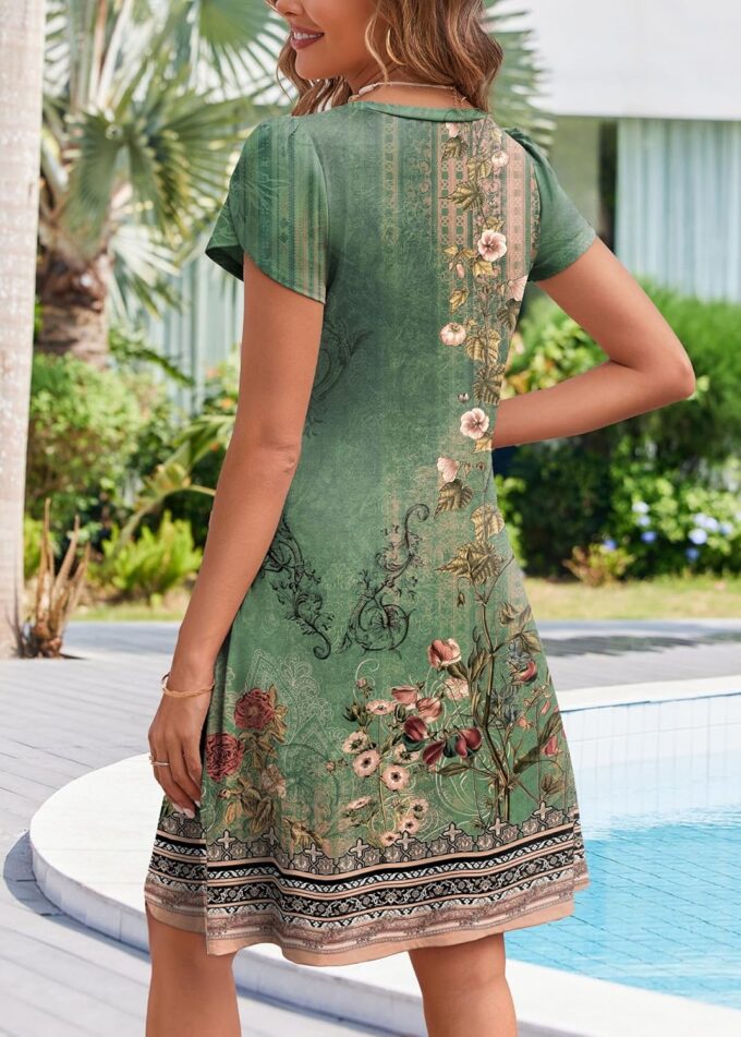 Zeagoo Womens Summer A-Line Dress with Pockets Mini Short Sleeve Dresses Flowy Beach Swing Dress 2025 Vacation Travel – Bild 4