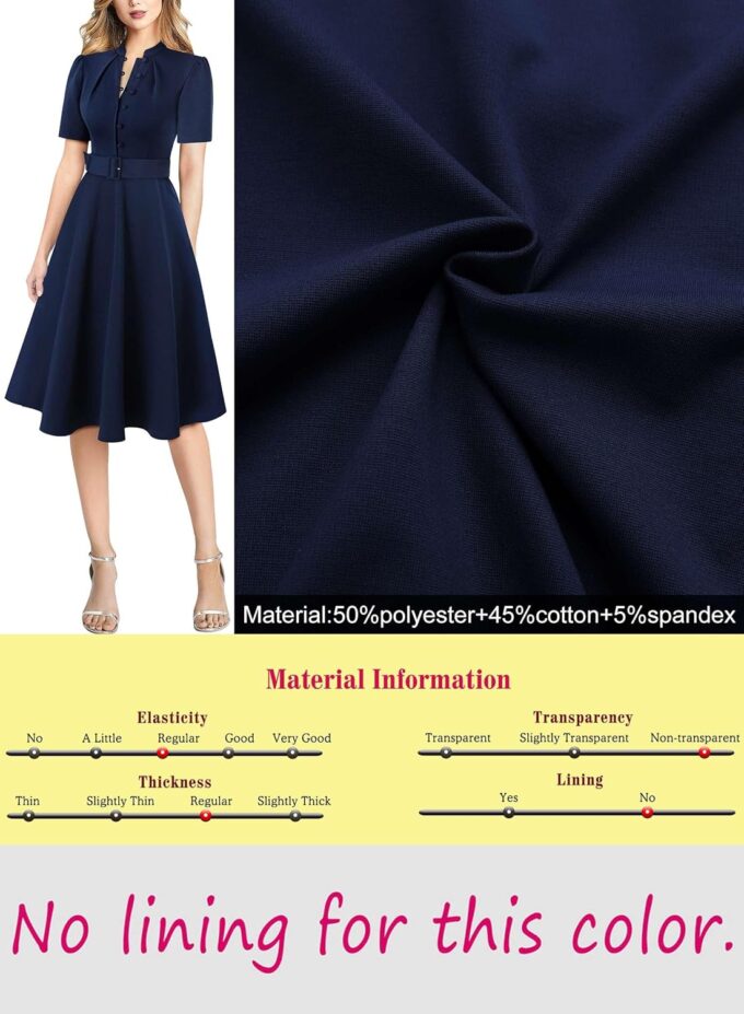 VFSHOW Damen-Kleid 2024, Business-, Arbeits-, Büro-, Taschen-, Gürtelknöpfe, elegante Passform und ausgestelltes A-Linien-Kleid – Bild 7