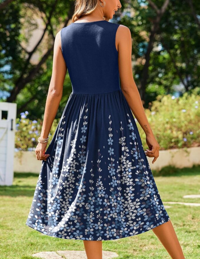 Zeagoo Women's Summer Tank Midi Dress with Pockets Floral Sleeveless A-Line Casual Loose T-Shirt Dresses Beach Sundress 2025 – Bild 6
