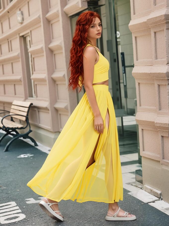 Women Sexy 2 Piece Outfits Dress Chiffon Strap Deep V Neck Bra Crop Top High Split Maxi Dresses Skirt Set – Bild 4