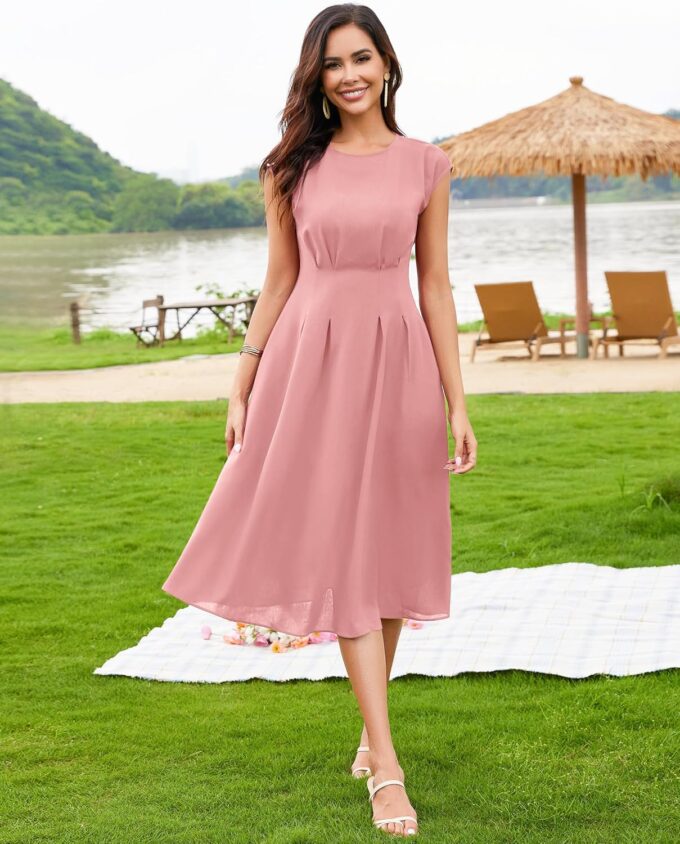 Wedtrend Women's 1940s Dresses with Pockets 50s Retro Dress Tea Length Cocktail Dress Vintage Swing Dresses – Bild 5