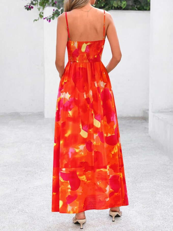 PRETTYGARDEN Summer Dresses for Women 2025 Beach Maxi Dress Spaghetti Strap Floral Boho A Line Wedding Guest Flowy Long Dress – Bild 6