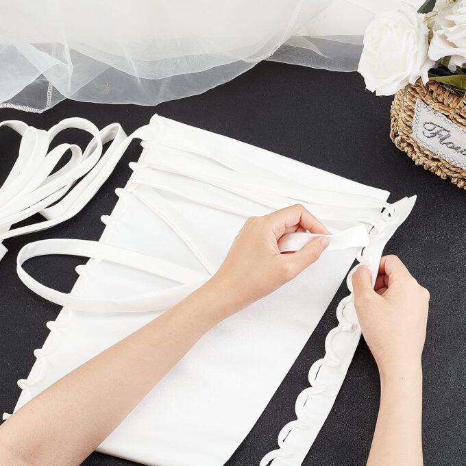 GORGECRAFT 3 Stil 3 STÜCKE Damen Brautkleid Schlaufen Verstellbarer Reißverschluss Ersatz Abschlussball Kleid Riemen Satin Korsett Rücken Kit Schnürung Für Hochzeitskleid Zubehör – Bild 3