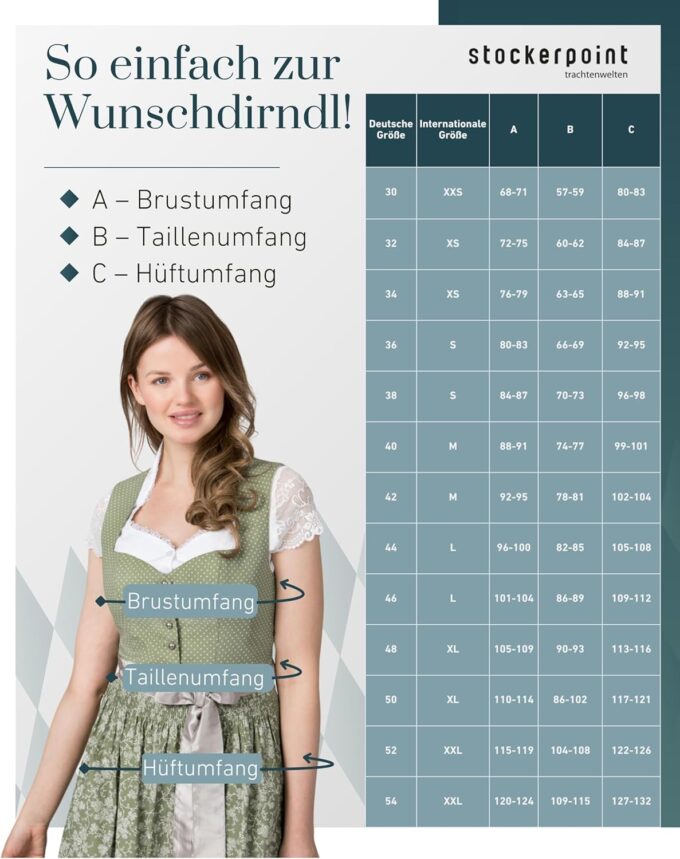 Stockerpoint Damen Dirndl Edonita I Größe 32-48 I Trachtenkleid mit liebevollen Details & Dirndlschürze I 100% Baumwolle I Bequem & pflegeleicht I Perfekt für Trachten & Festlichkeiten – Bild 5