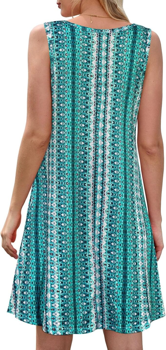 Summer Dresses for Women Beach Boho Sleeveless Vintage Floral Flowy Pocket Tshirt Tank Sundresses – Bild 5