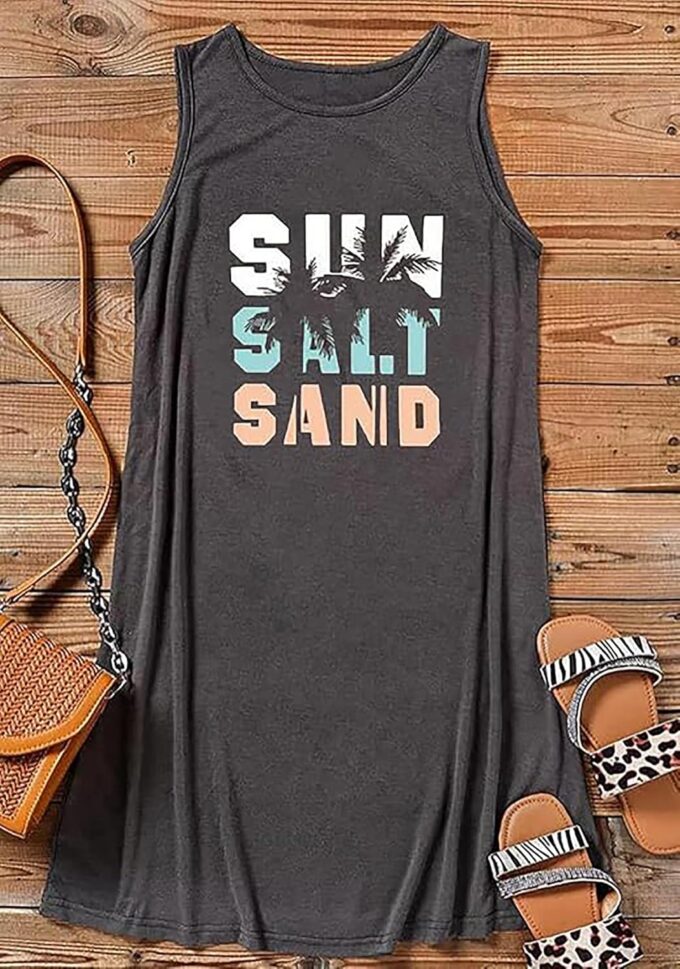 Sun Salt Sand Coconut Tree Tank Mini Dress for Women Sleeveless Beach Praty Shirts Summer Vacation Short Mini Dresses – Bild 5