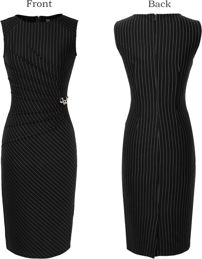 VFSHOW Elegantes Damenkleid mit Rüschen, für Arbeit, Business, Büro, Cocktailparty, Etuikleid – Bild 4