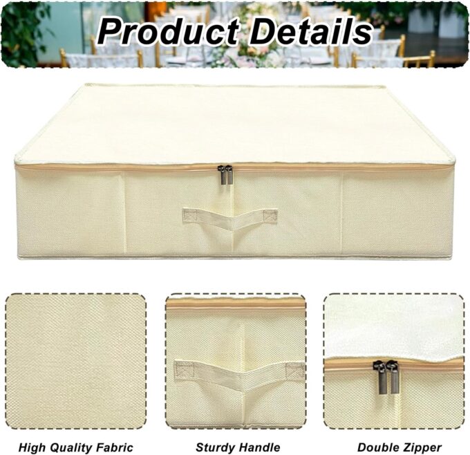 Hochzeitskleid Aufbewahrungsbox Hochzeitskleid Konservierungsbox Staubdichtes Hochzeit Keedsake Box mit Griffbox für unter Bettschrank mit 40 säurefreien Seidenpapieren 70x38x17cm – Bild 3