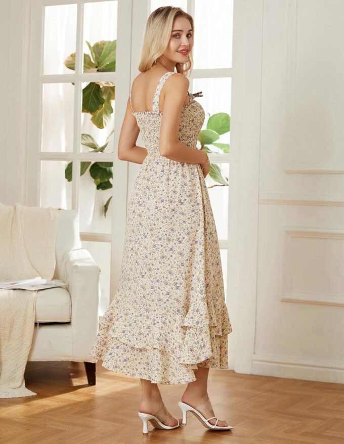 GRACE KARIN Women's 2025 Summer Floral Boho Dress Square Neck Strapped Swing A Line Sundress Beach Long Maxi Outfits – Bild 3