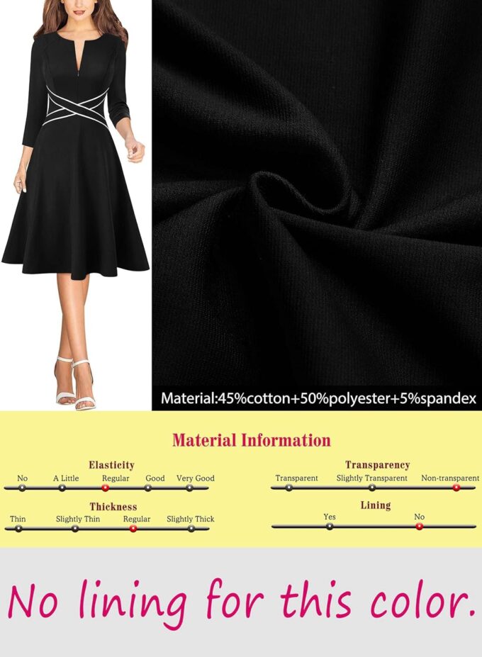VFSHOW Damenkleid mit Reißverschluss vorne, überkreuzte Taille, schmal, für Arbeit, Business, Büro, Passform und ausgestelltes A-Linien-Kleid – Bild 7