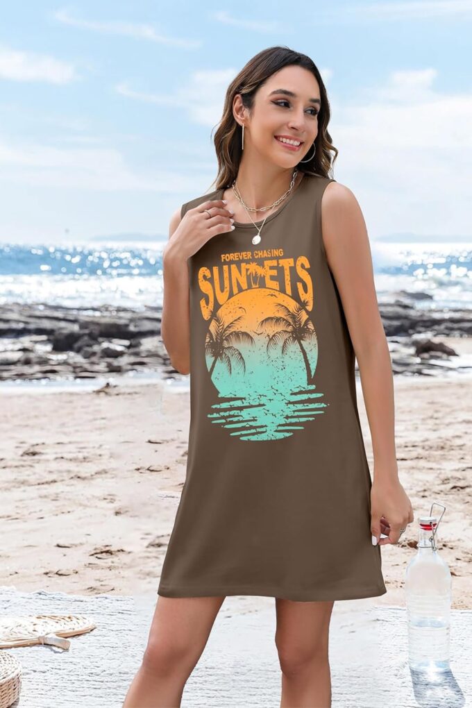 Summer Sundress for Women Graphic Mini Tank Dress Sleeveless Beach Dresses Short Casual Sun Dresses – Bild 2