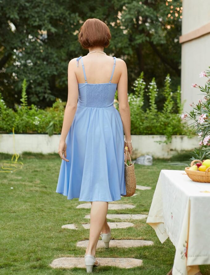 Belle Poque 2025 Summer Dresses for Women Spaghetti Strap Midi Sun Dress Cute Casual Dress with Pockets – Bild 3