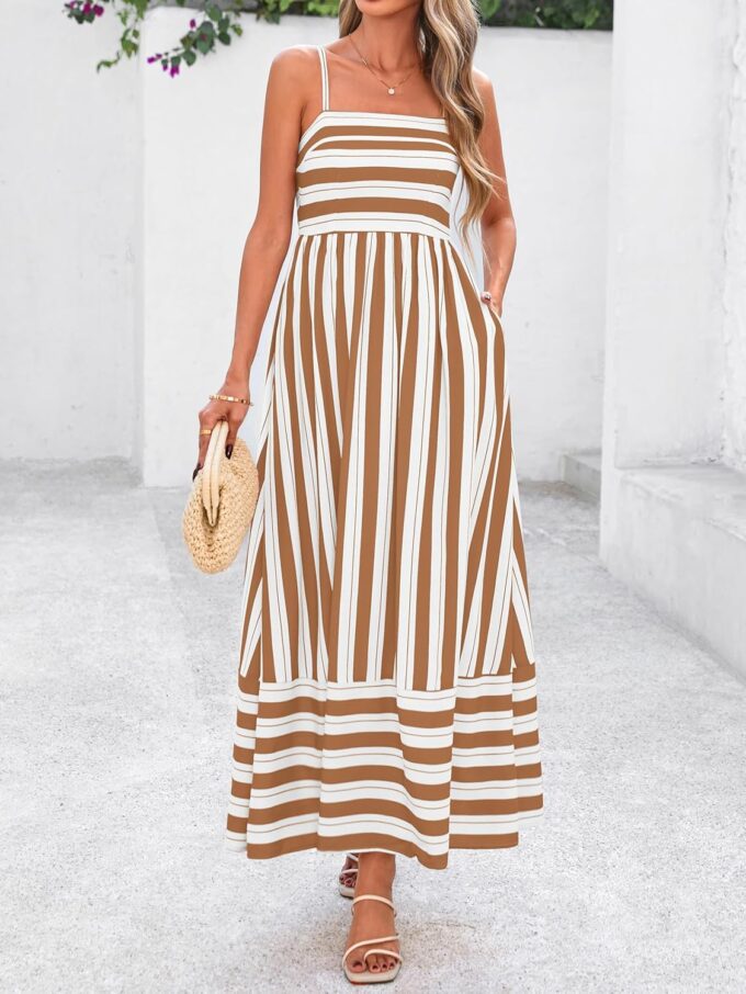 PRETTYGARDEN Summer Dresses for Women 2025 Beach Maxi Dress Spaghetti Strap Floral Boho A Line Wedding Guest Flowy Long Dress – Bild 2