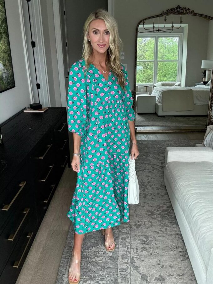 miduo Womens Loose Fit Casual Summer V Neck Half Sleeve Bohemian Geometric Pattern Maxi Long Dresses – Bild 3