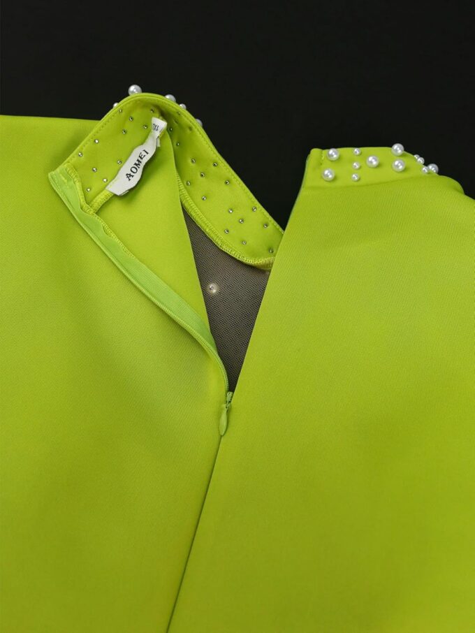 ONTINVA Kleider für Damen, 2024, hoher Halsausschnitt, 3/4-Ärmel, figurbetont, mit Perlen, Midi-Kleid, Kirchenkleid mit Gürtel – Bild 7