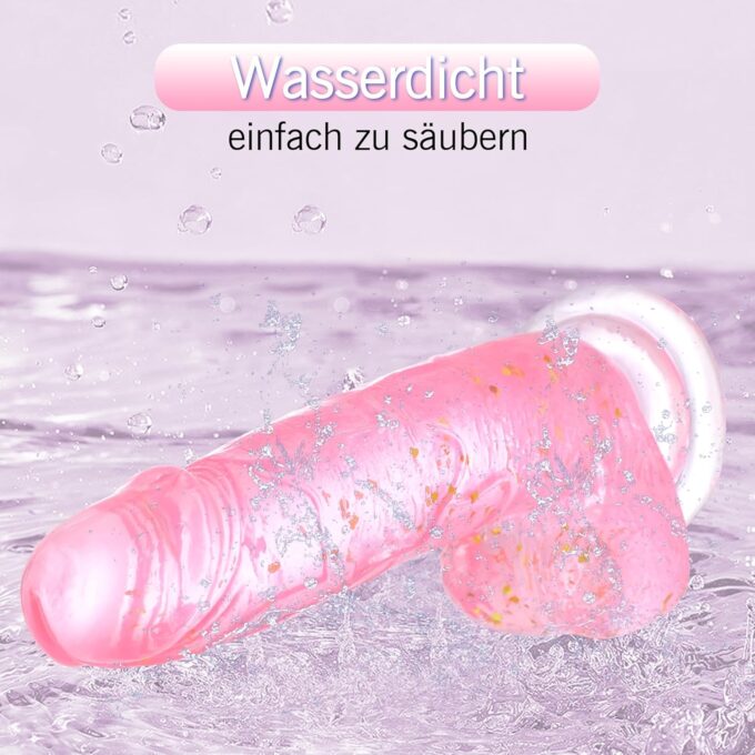 Transparent Dildo Realistic 20 cm weiches und realistisches Anfänger-Sexspielzeug, Gelee-Dildo mit Nippel, geeignet für Frauen, Paare, Erwachsene, Sexspielzeug und Spiele Pink – Bild 7