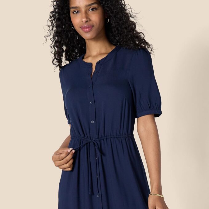 Amazon Essentials Women's Relaxed Fit Half-Sleeve Waisted Midi A-Line Dress – Bild 4