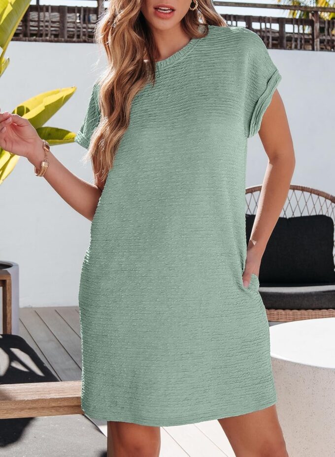 EVALESS Womens Summer Dresses Fashion 2025 Short Sleeve Spring Mini Dress Casual Beach Vacation Clothes Dresses – Bild 3