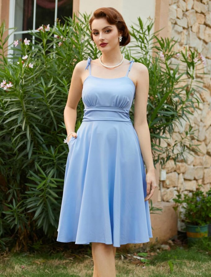 Belle Poque 2025 Summer Dresses for Women Spaghetti Strap Midi Sun Dress Cute Casual Dress with Pockets – Bild 4