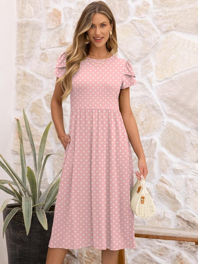ANRABESS Women's Summer Short Sleeve A-Line Midi Dresses Casual Floral T-Shirt Dresses Flowy Beach Sundress with Pockets – Bild 6