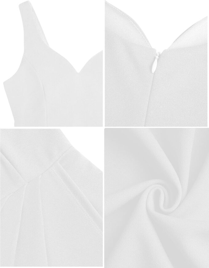 Missufe Damen Cocktailkleid Elegant Kleider Partykleid Rockabilly Bodycon Vintage Wickelkleid – Bild 7