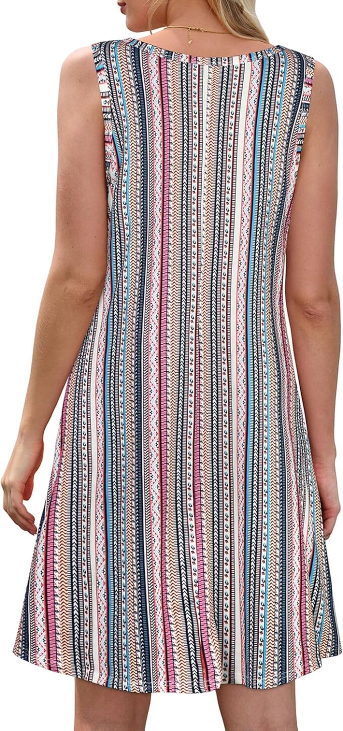 Summer Dresses for Women Beach Boho Sleeveless Vintage Floral Flowy Pocket Tshirt Tank Sundresses – Bild 5