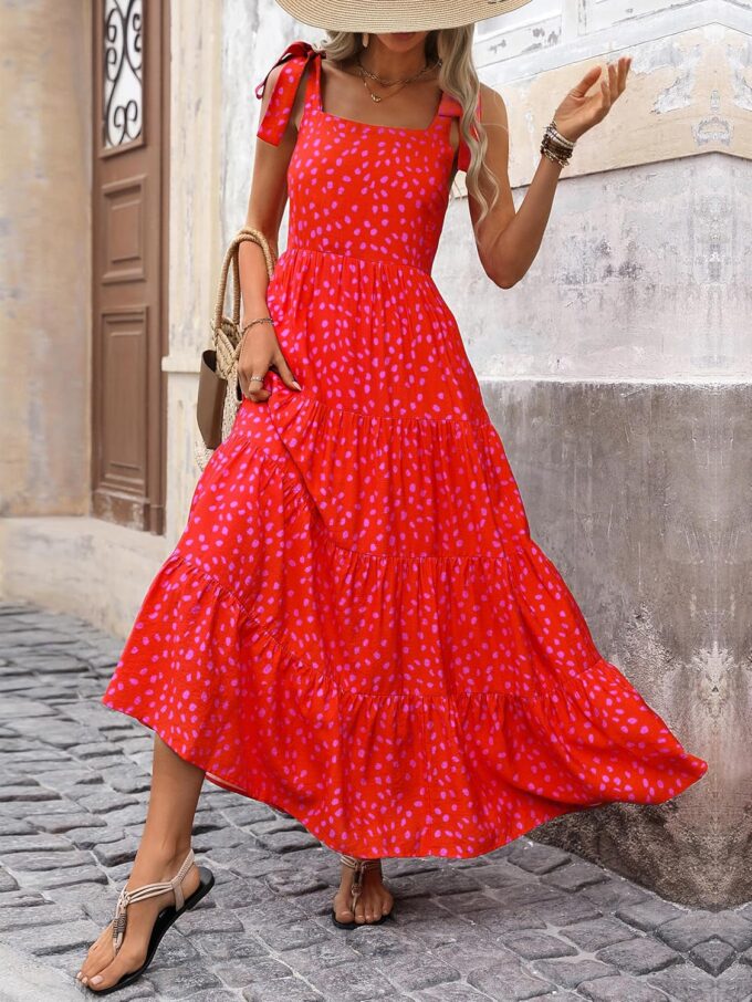 PRETTYGARDEN Women Dresses 2025 Summer Floral Sleeveless Maxi Dress Casual Spaghetti Strap Tiered Flowy Beach Long Dress – Bild 5