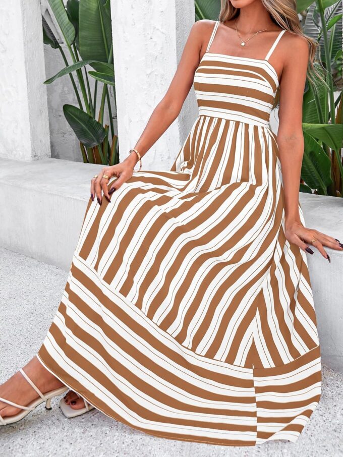 PRETTYGARDEN Summer Dresses for Women 2025 Beach Maxi Dress Spaghetti Strap Floral Boho A Line Wedding Guest Flowy Long Dress – Bild 6